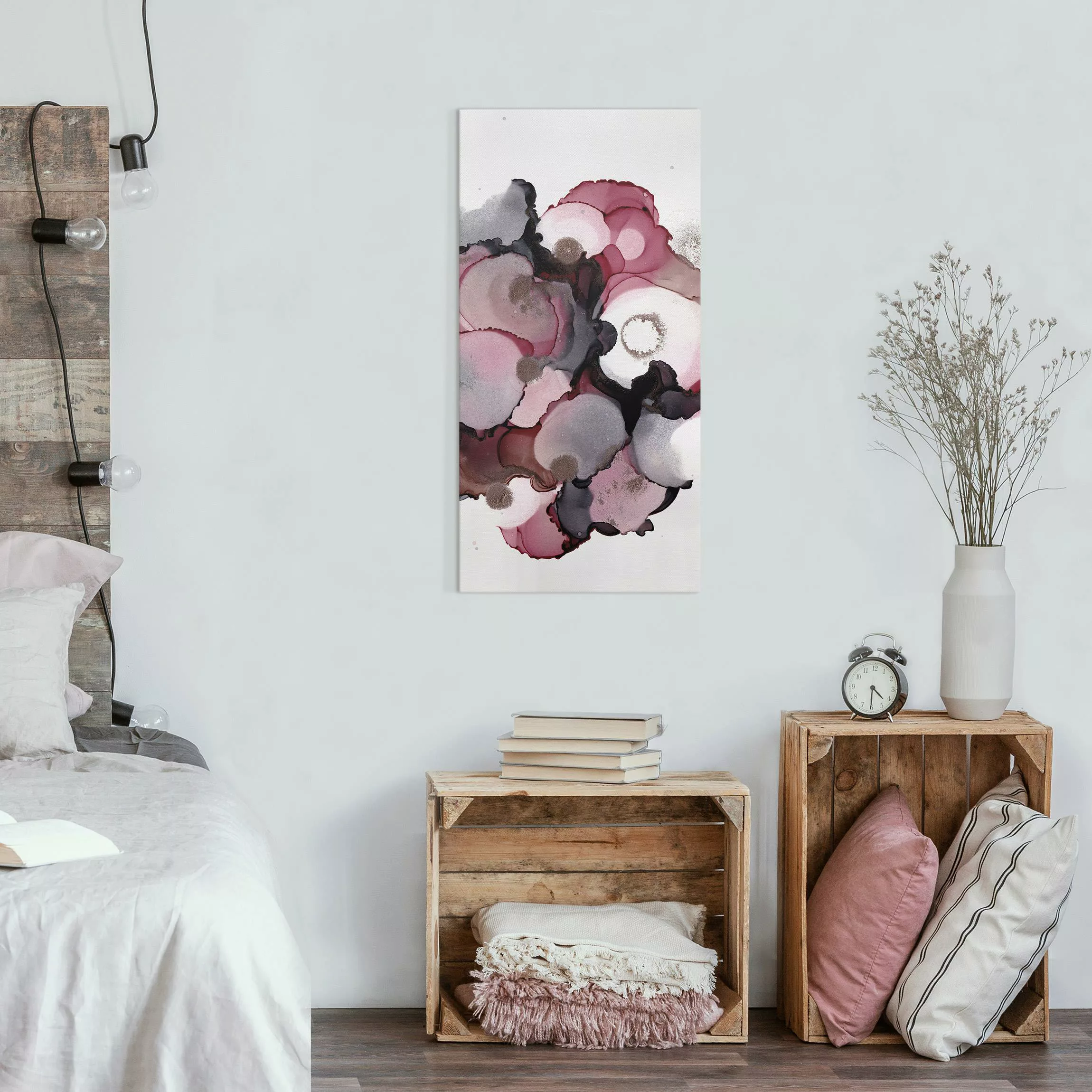 Leinwandbild Pink-Beige Tropfen mit Roségold günstig online kaufen