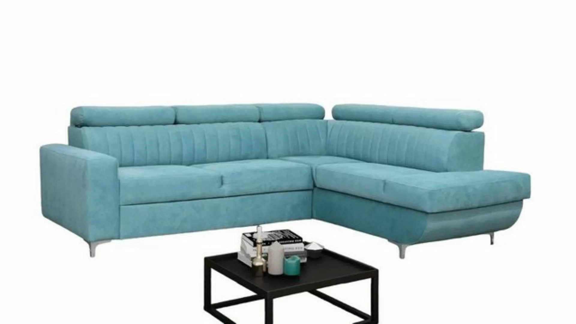 Xlmoebel Ecksofa Blaue Sofalandschaft Stoff Ecksofa Design-Texil Sitzgruppe günstig online kaufen