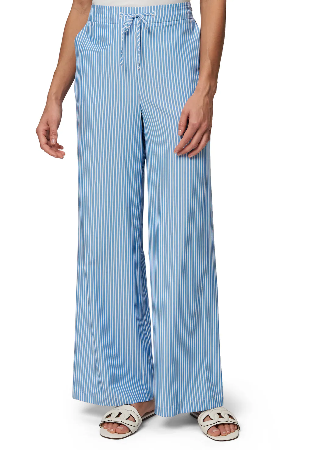 Zero Stoffhose "zero Damen Hose gestreift weites Bein 30 Inch", Bindedetail günstig online kaufen