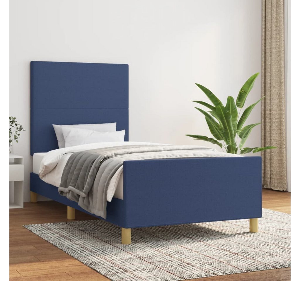 furnicato Bett Bettgestell mit Kopfteil Blau 90x200 cm Stoff günstig online kaufen