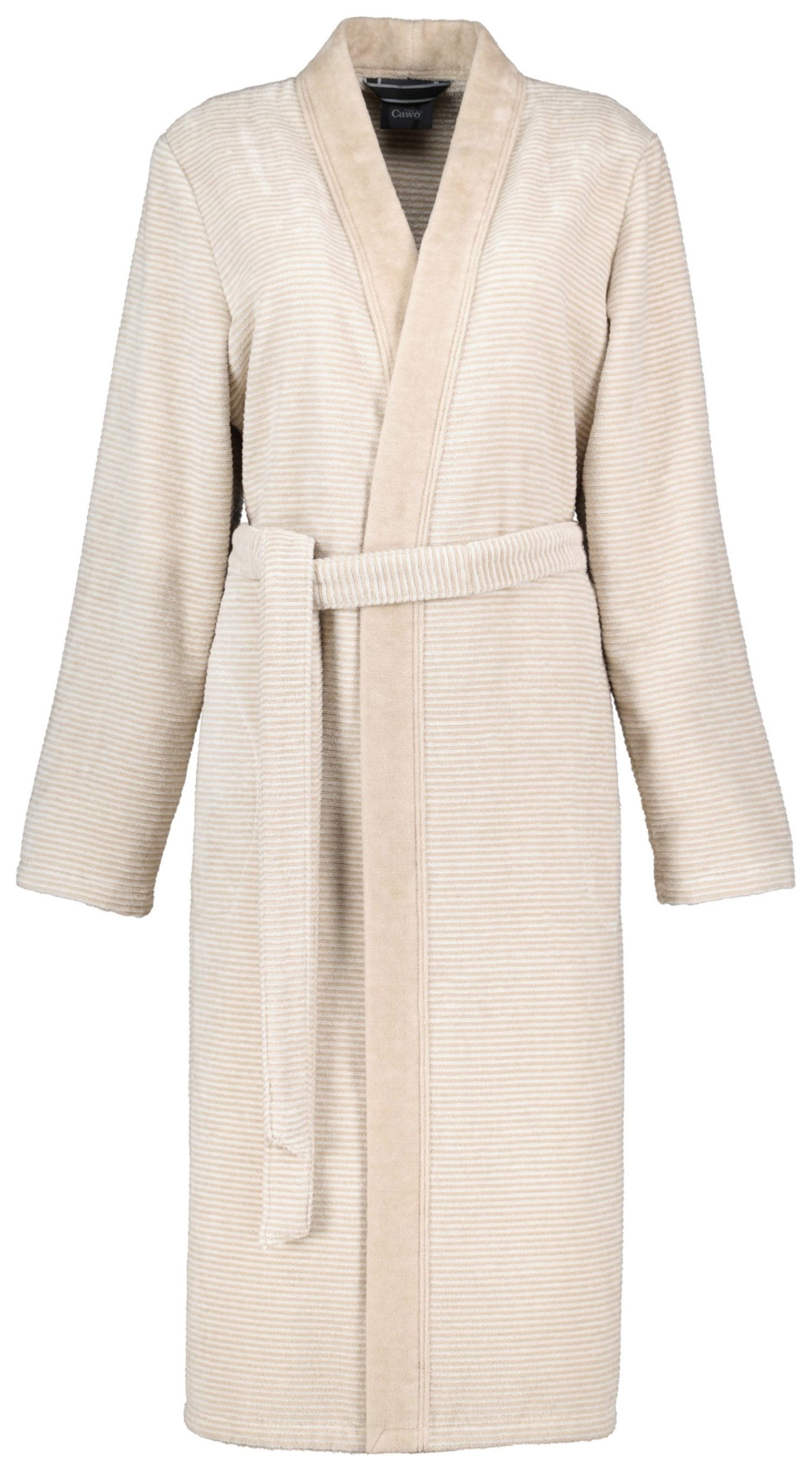 Cawö Damenbademantel, Langform, Baumwolle, Kimono-Kragen, Gürtel, günstig online kaufen