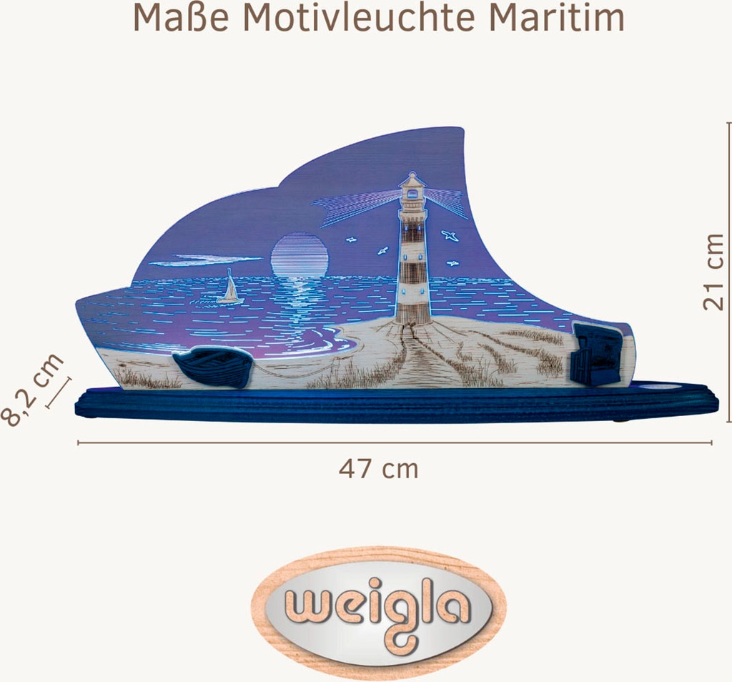 Weigla LED Dekolicht »Maritim, Holz & Acrylglas, BLAU-WEIẞ«, Leuchtmittel L günstig online kaufen