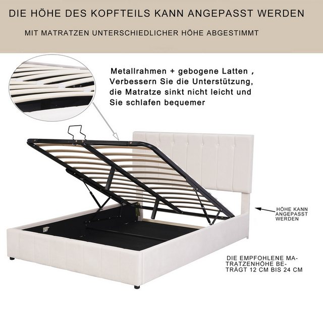 MODFU Bett Doppelbett Kinderbett Jugendbett 140x200 cm (höhenverstellbares günstig online kaufen