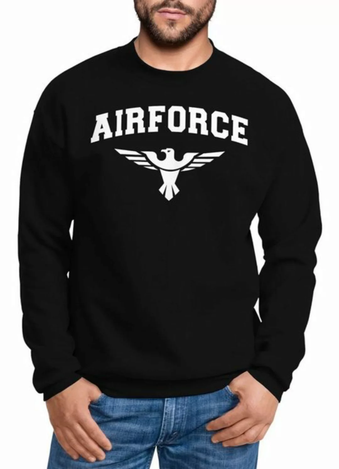 Neverless Sweatshirt Sweatshirt Herren Airforce US Army Adler Militär Schri günstig online kaufen