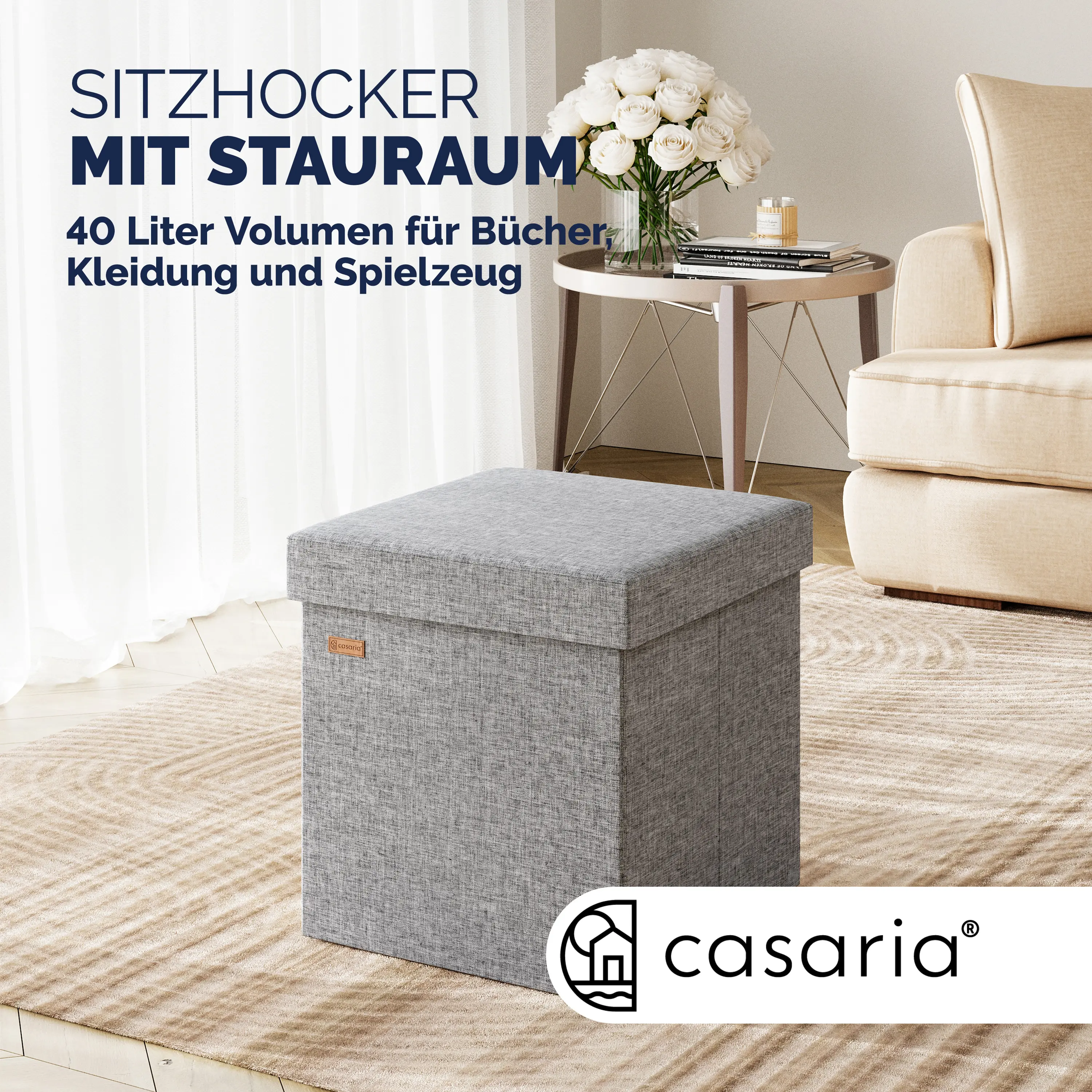 Sitzhocker 2er-Set Grau 38x38x38cm faltbar günstig online kaufen