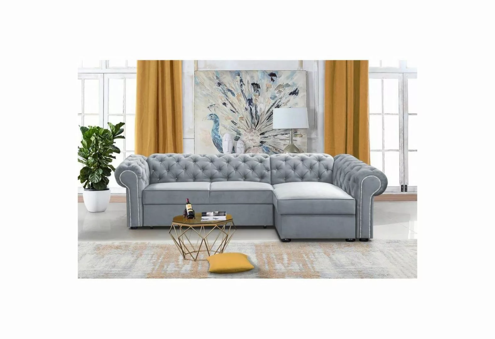 Beautysofa Polsterecke Chester, L-Form Ecksofa aus Velour, Ottomane rechts günstig online kaufen