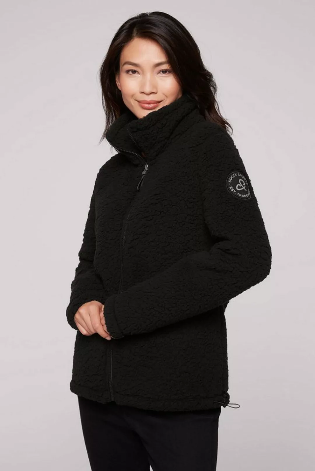 SOCCX Sweatjacke mit verstellbarem Gummizug im Saum günstig online kaufen