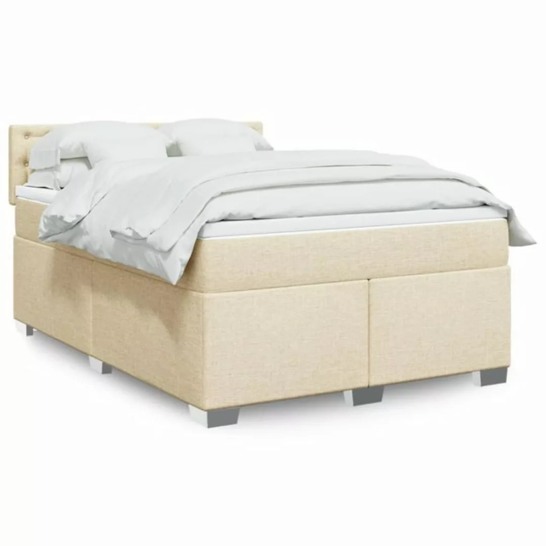 vidaXL Boxspringbett, Boxspringbett mit Matratze Creme 160x200 cm Stoff günstig online kaufen