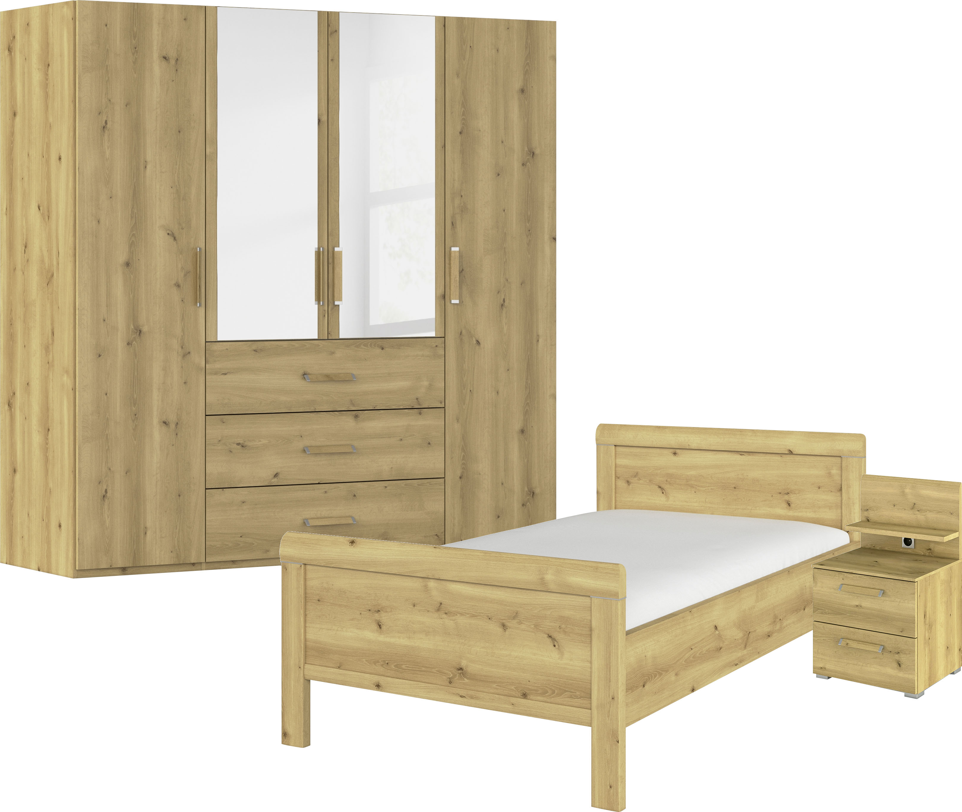 rauch Schlafzimmer-Set "Evelyn", (Set, 3 tlg.), Schrank und Bett in 2 Breit günstig online kaufen