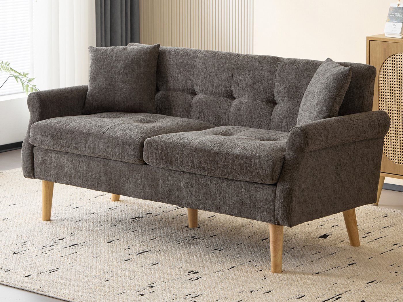 KLAM HOME Sofa Modernes Design Polstersofa mit dicken Kissen Holzbeinen und günstig online kaufen