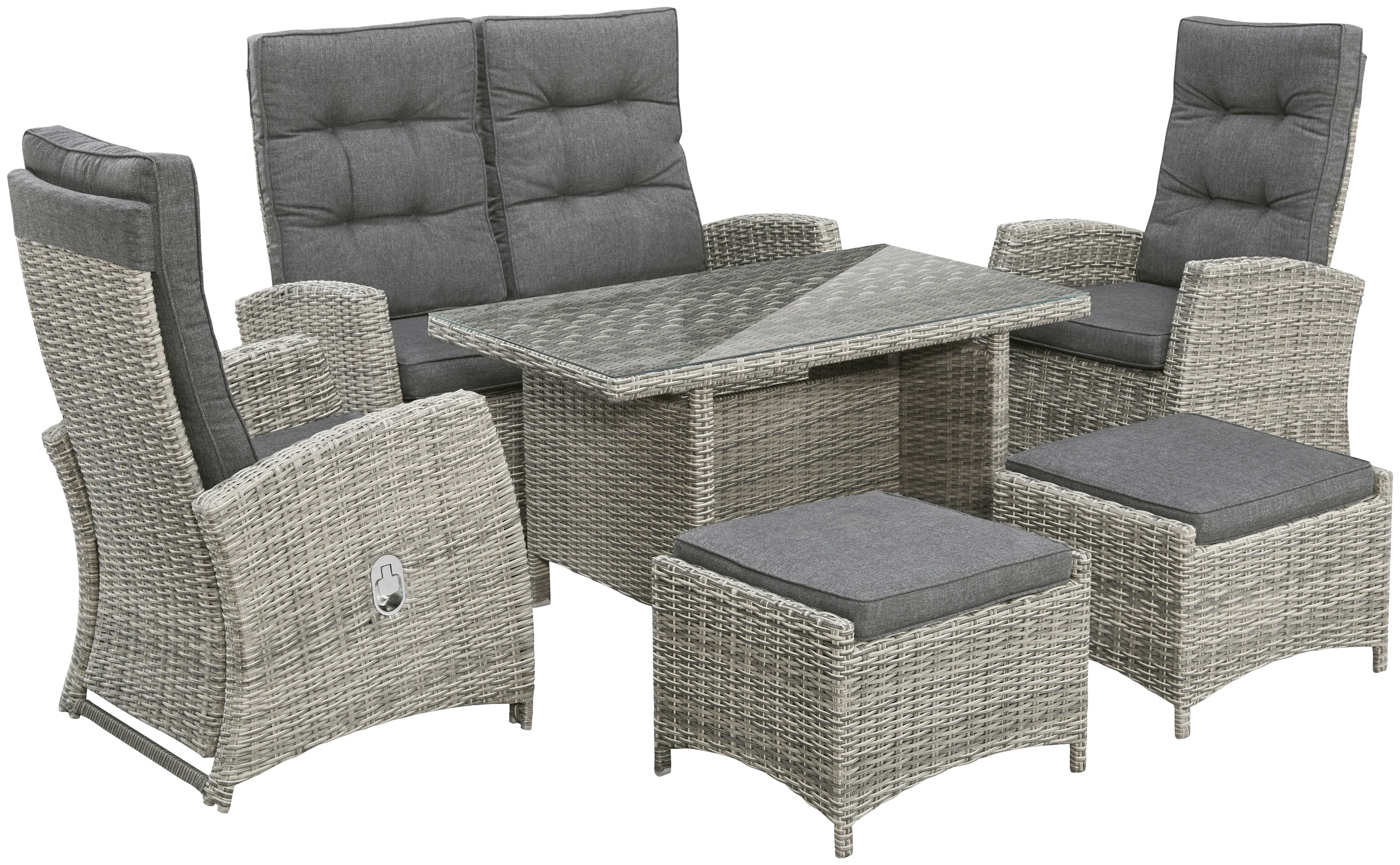 KONIFERA Garten-Essgruppe "Monaco", (Set, 16 tlg., 1x2er Sofa, 2x Sessel, 2 günstig online kaufen