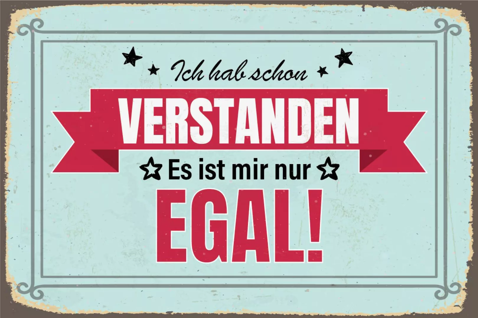 queence Metallbild "Egal", Schriftzüge, (1 St.), Stahlschilder günstig online kaufen