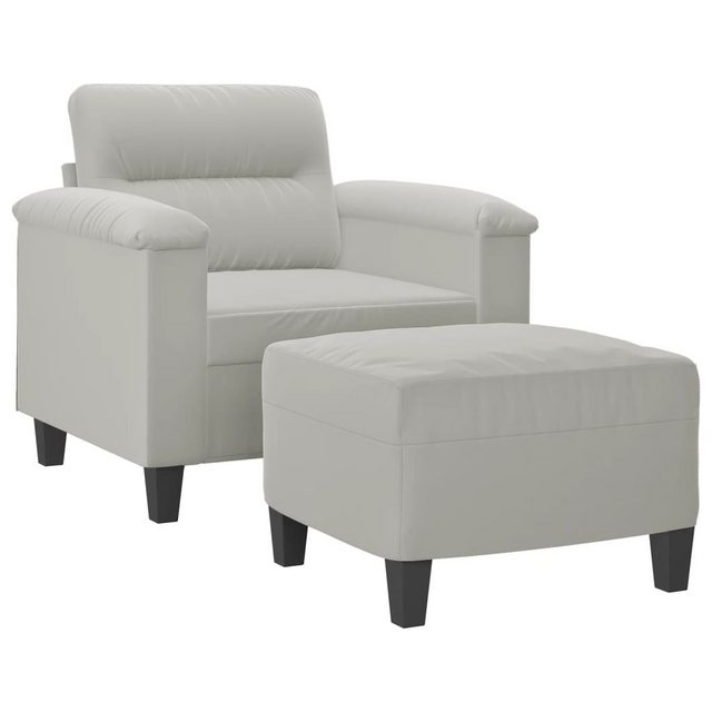 vidaXL Sofa Sessel mit Hocker Hellgrau 60 cm Mikrofasergewebe günstig online kaufen