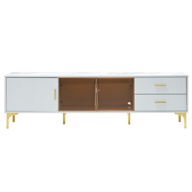 BlingBin TV-Schrank Lowboard (Eleganter TV-Schrank in Weißgold-Marmor-Optik günstig online kaufen