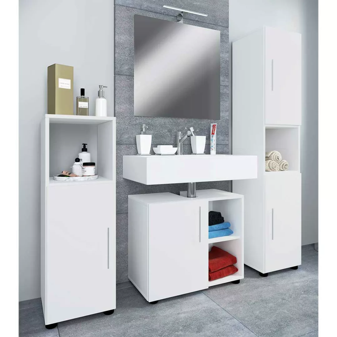 Waschplatz Set vierteilig weiss 160 cm hoch 30 cm tief (vierteilig) günstig online kaufen