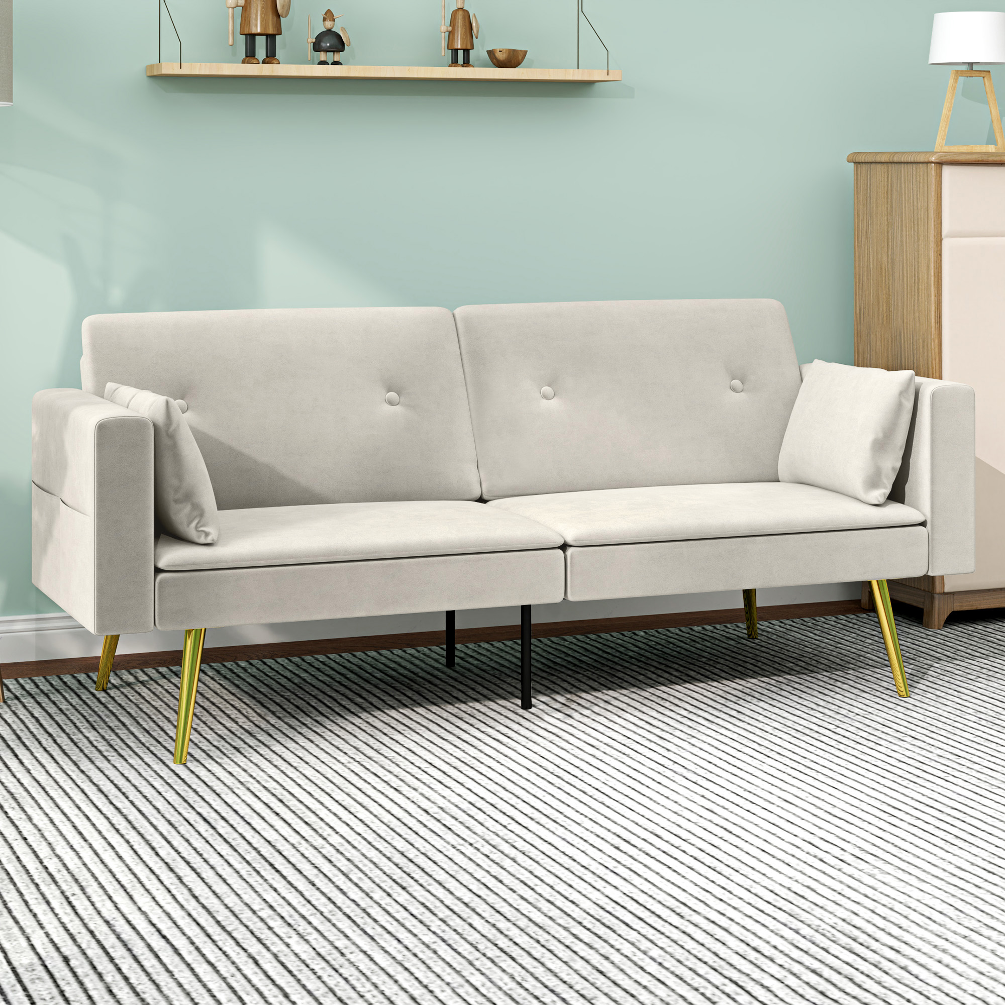 HOMCOM Schlafsofa, Schlafcouch mit Verstellbar Rückenlehne, Seitentasche, G günstig online kaufen