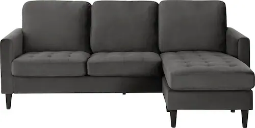 loft24 Sofa Strummer, Couch in Samtoptik mit Steppung, mit Recamiere, Breit günstig online kaufen