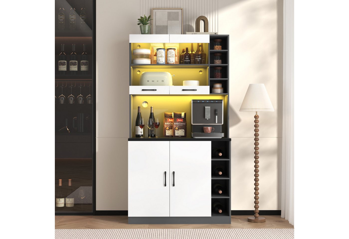 Flieks Hochschrank KüchenBuffet (100x47x187 cm, 1-St., höhenverstellbare se günstig online kaufen