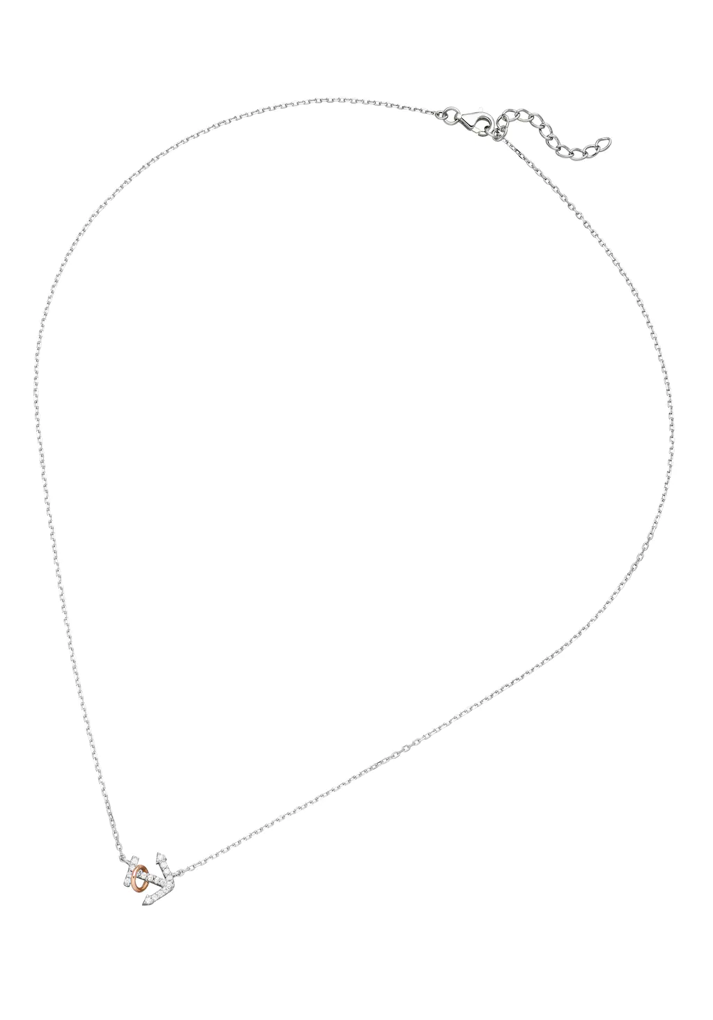 JOBO Kette mit Anhänger "Anker mit beweglichem Ring", 925 Silber mit 18 Zir günstig online kaufen