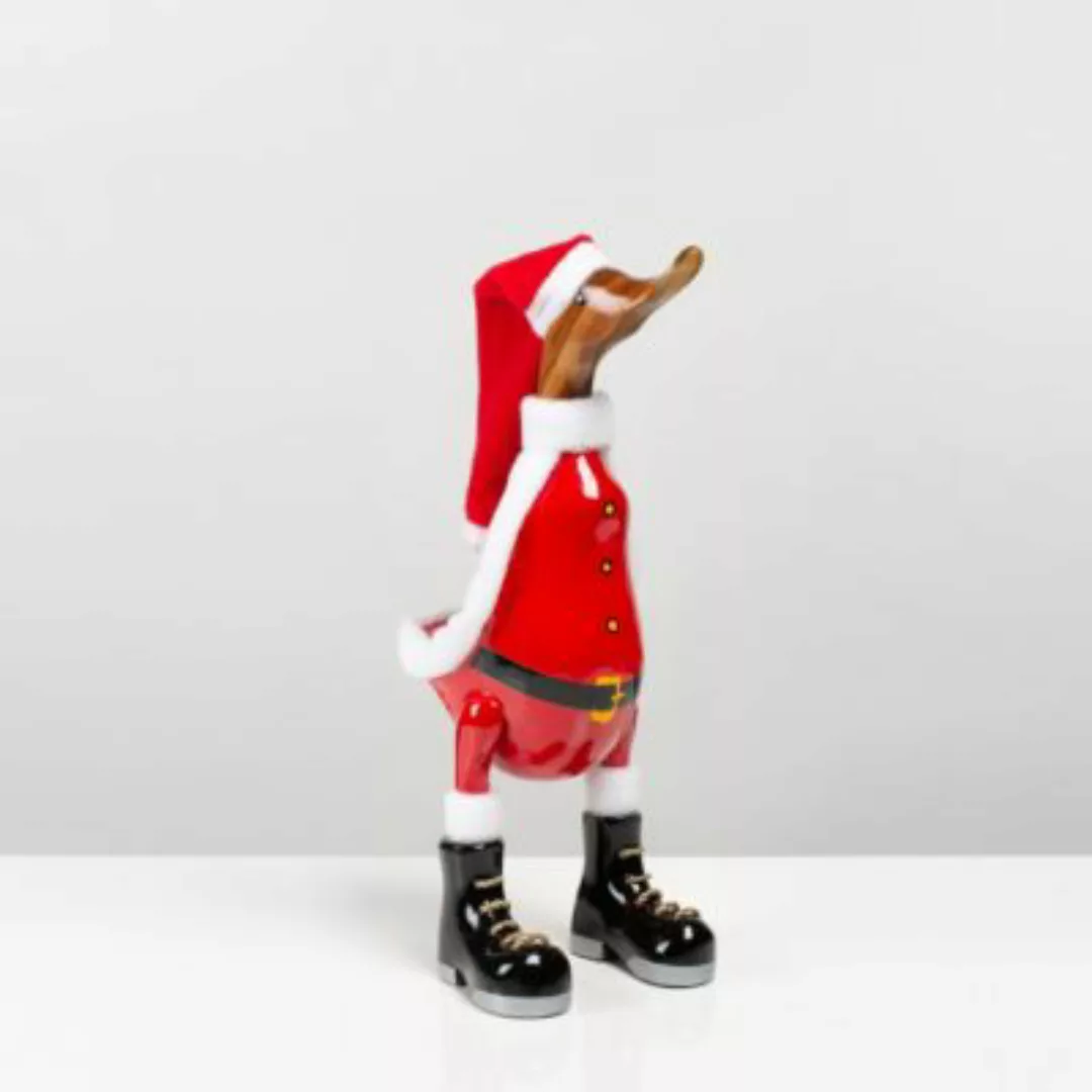 Rikmani Holz-Dekofigur  Santa Ente Weihnachten - M rot günstig online kaufen