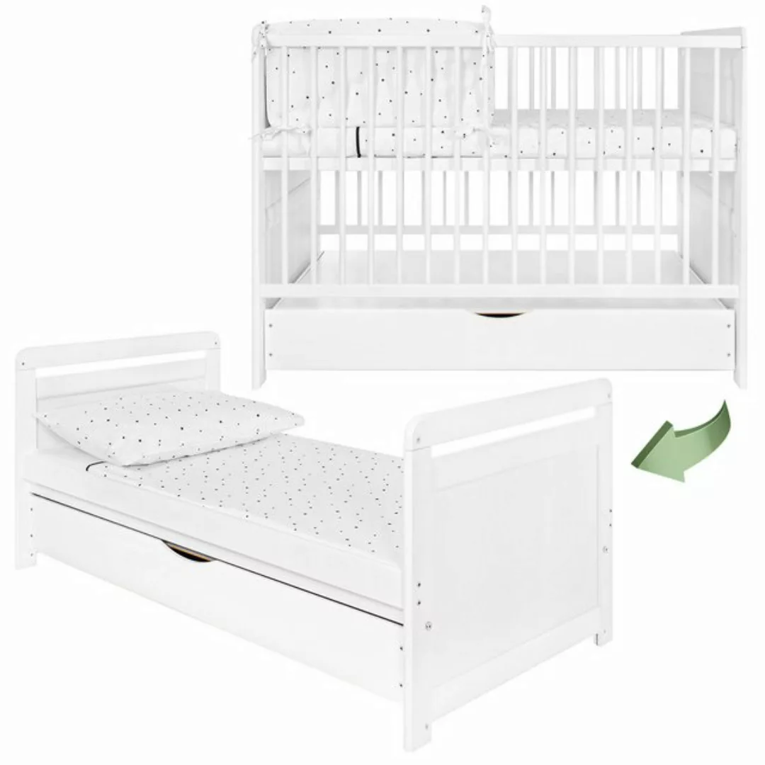 iGLOBAL Babybett Gitterbett 2 in 1 umbaubar zum Kinderbett 120x60 cm aus Ki günstig online kaufen