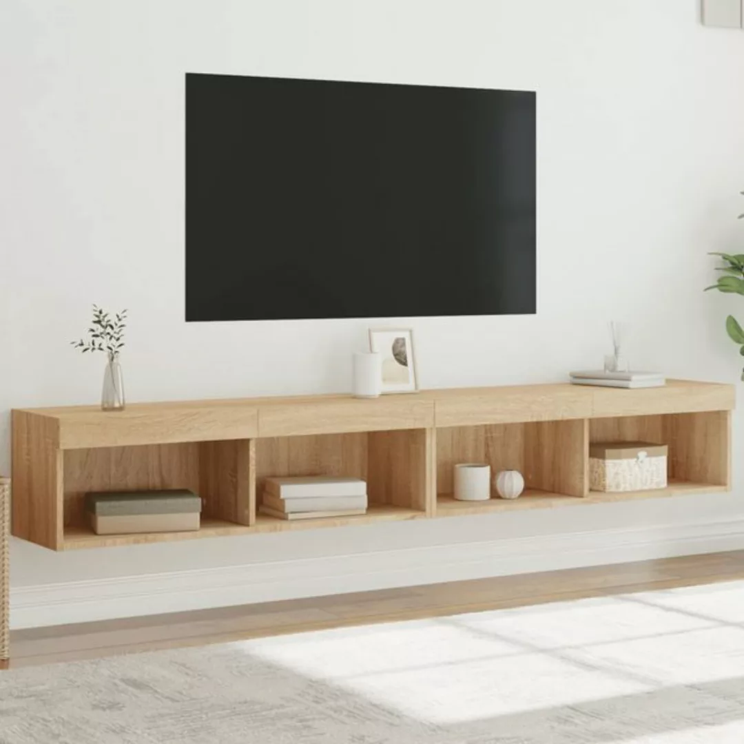 vidaXL TV-Schrank TV-Schränke mit LED-Leuchten 2 Stk Sonoma-Eiche 100x30x30 günstig online kaufen