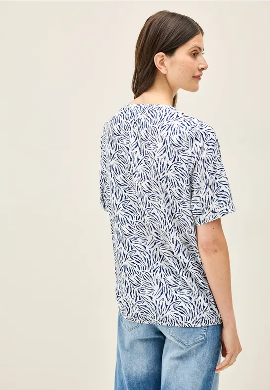 Gemusterte Split Neck Bluse günstig online kaufen