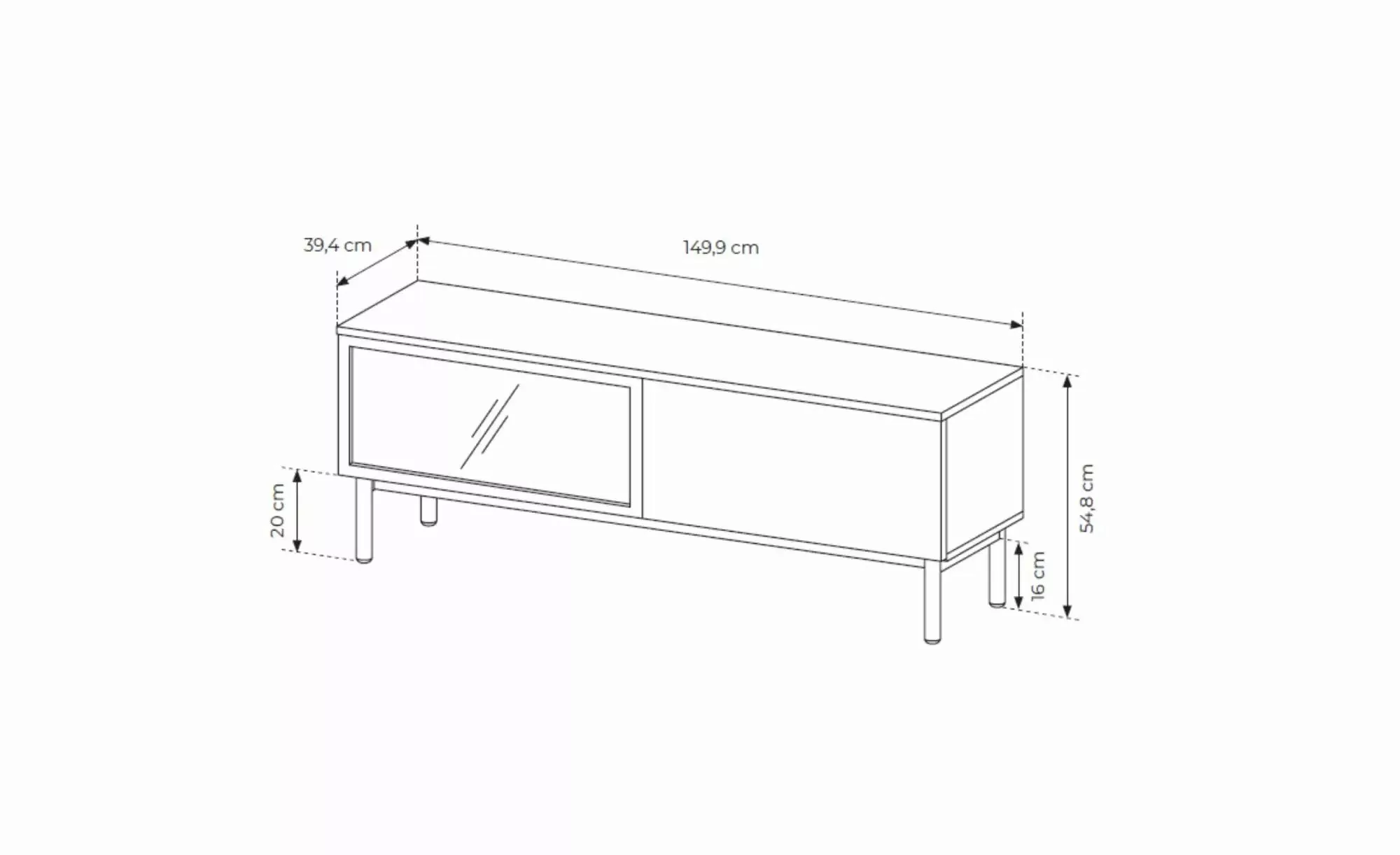 Lowboard  Lango ¦ schwarz ¦ Maße (cm): B: 149,9 H: 54,8 Kommoden & Sideboar günstig online kaufen
