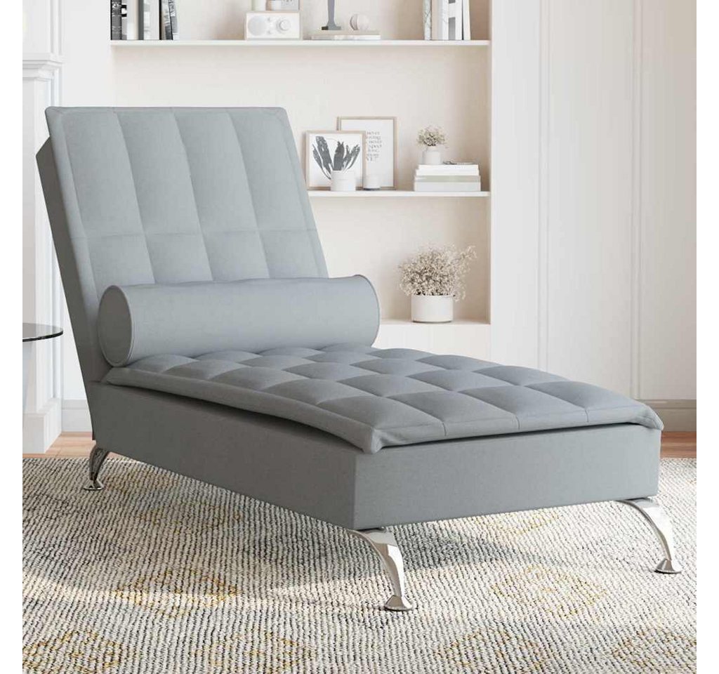 vidaXL Chaiselongue, Massage-Chaiselongue mit Nackenrolle Hellgrau Stoff günstig online kaufen