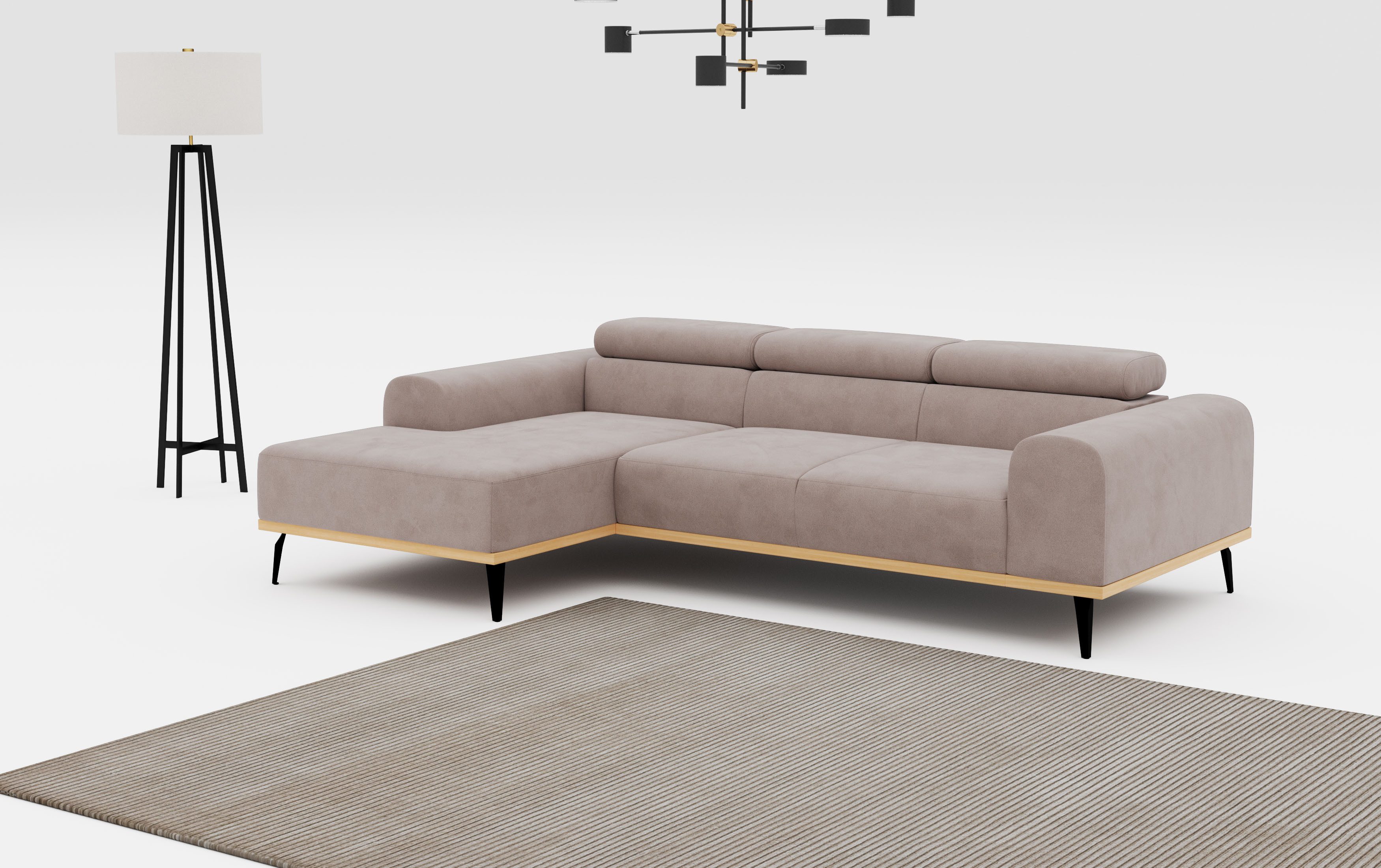 Places of Style Ecksofa "Carlo L-Form", mit Kopfteilverstellung & Holz-Rahm günstig online kaufen