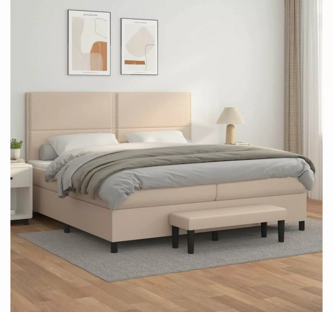 vidaXL Boxspringbett Boxspringbett mit Matratze und Fusshocker Kunstleder ( günstig online kaufen