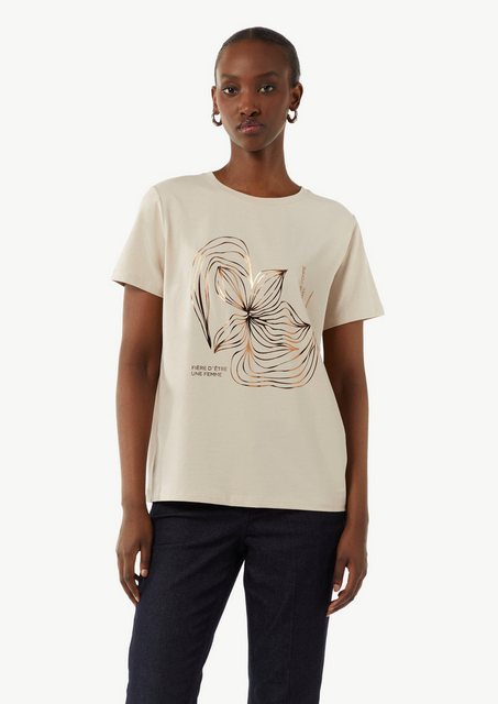 Comma Kurzarmshirt T-Shirt mit Metallic-Frontprint Artwork günstig online kaufen