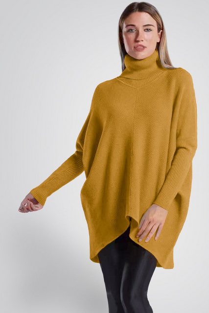 PEKIVESSA Longpullover Oversized langer Rollkragenpullover Damen Fledermaus günstig online kaufen