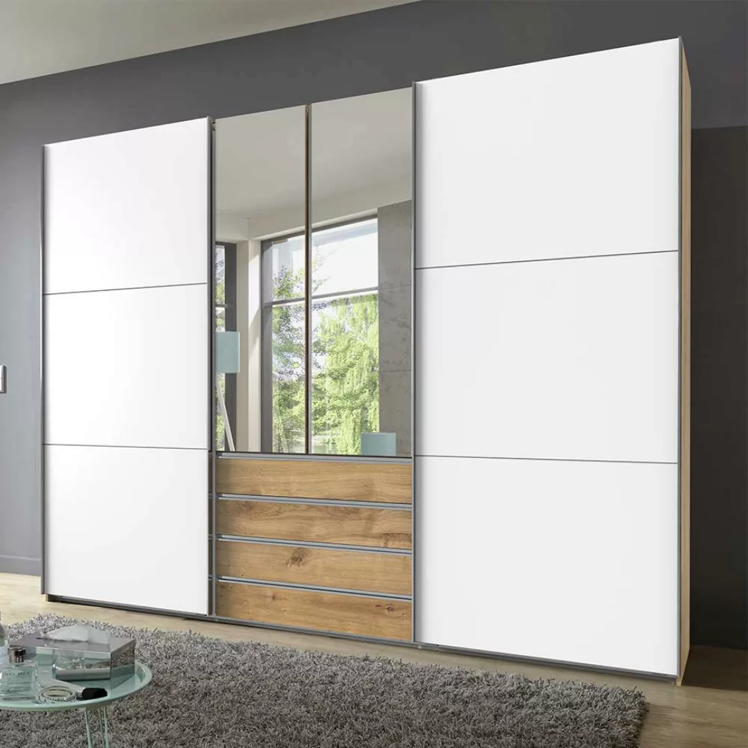 Hochwertiger Schlafzimmerschrank mit Dreh- und Schiebetüren Spiegel günstig online kaufen