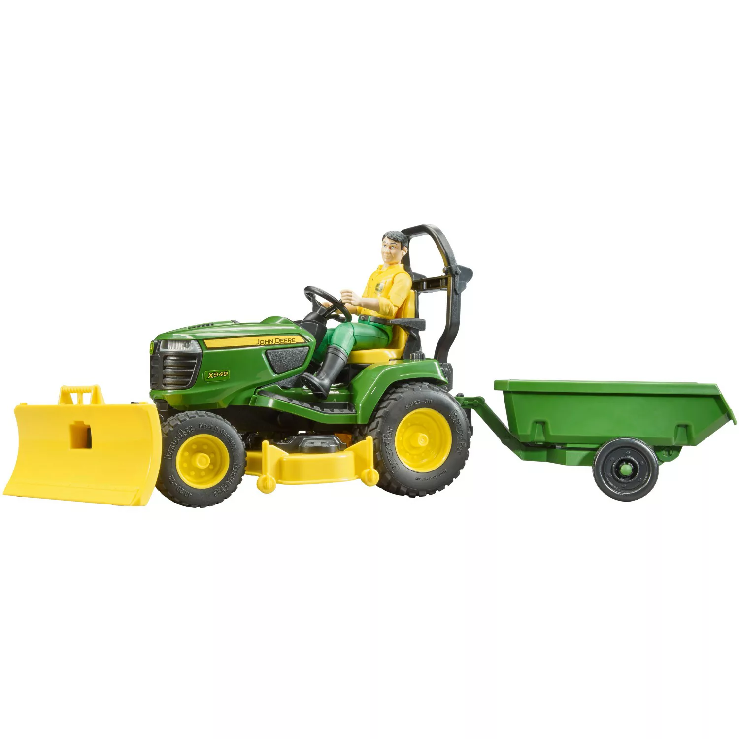 Bruder bworld John Deere Aufsitzrasenmäher, Anhänger + Gärtner günstig online kaufen