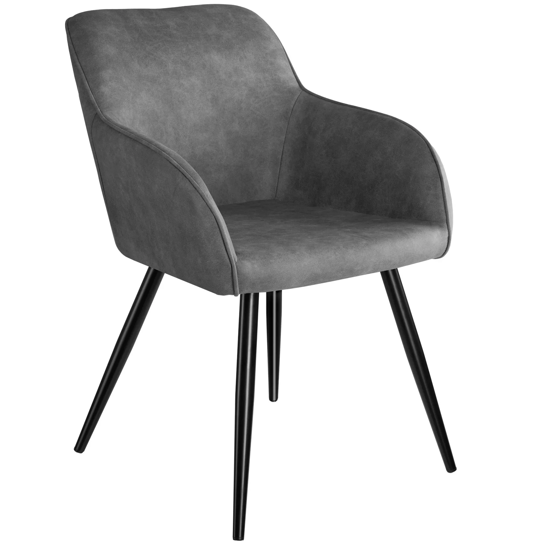 Stuhl Marilyn Stoff, schwarze Stuhlbeine - grau/schwarz günstig online kaufen