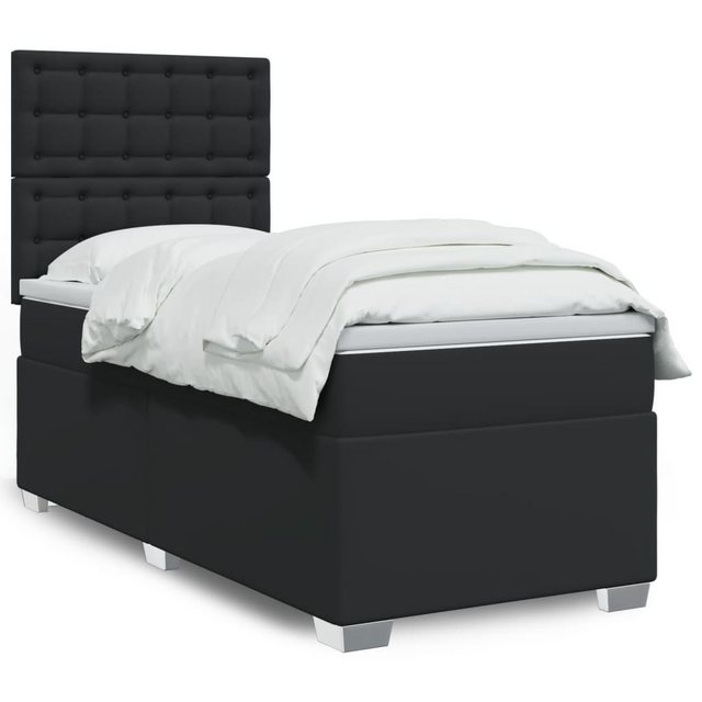 vidaXL Boxspringbett, Boxspringbett mit Matratze Schwarz 100x200 cm Kunstle günstig online kaufen