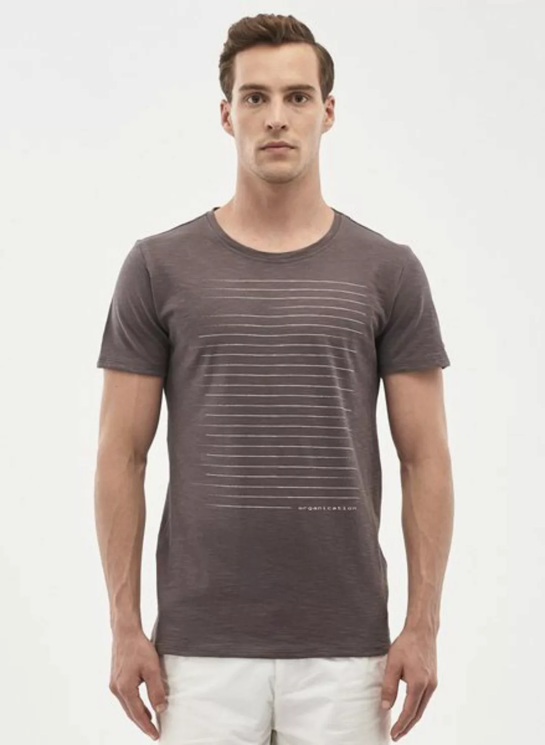 T-shirt Aus Bio-baumwolle Mit Linien-print günstig online kaufen