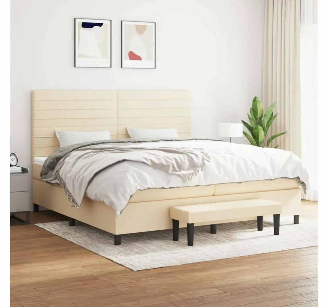 vidaXL Boxspringbett Boxspringbett mit Matratze und Fusshocker Stoff (200 x günstig online kaufen