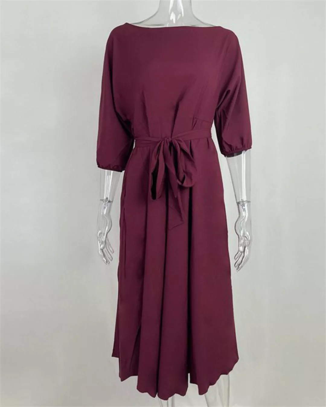 AFAZ New Trading UG Druckkleid Einfarbiges Damenkleid mit mittellangen Ärme günstig online kaufen