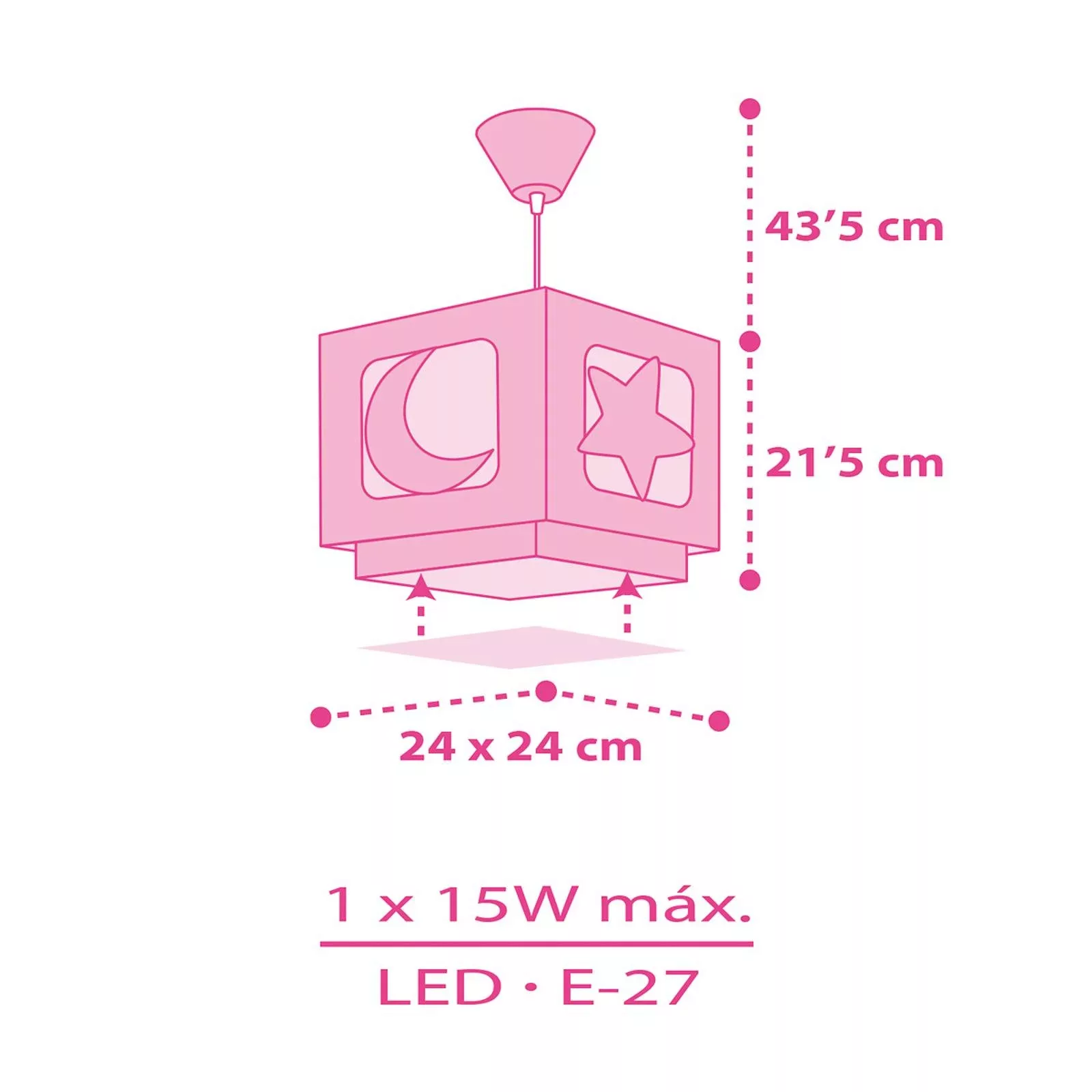 Kinderzimmer Pendelleuchte Moonlight in Rosa fluoreszierend E27 günstig online kaufen