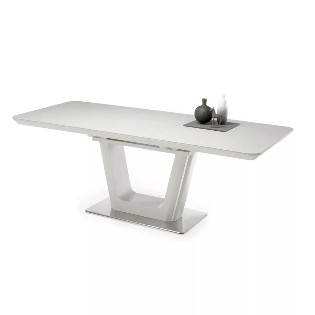 Tisch Esszimmer in Lichtgrau und Silberfarben Keramikplatte günstig online kaufen