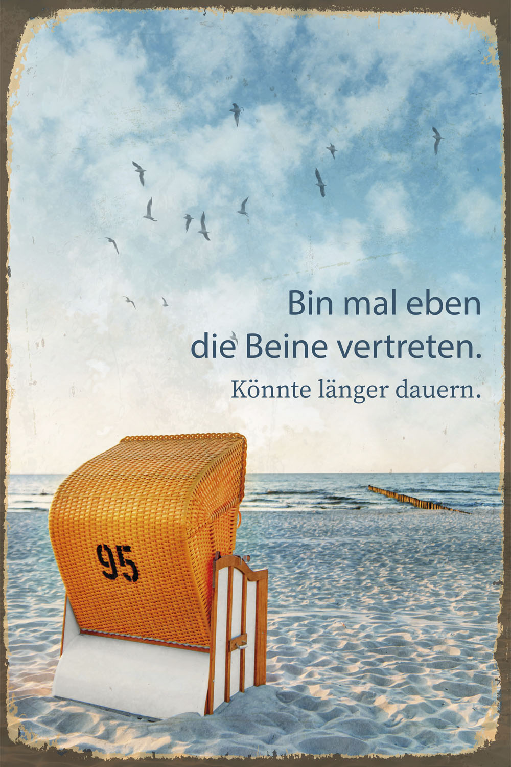 queence Metallbild "Beine vertreten", Strand-Strandbilder-Düne-Schriftzug-S günstig online kaufen