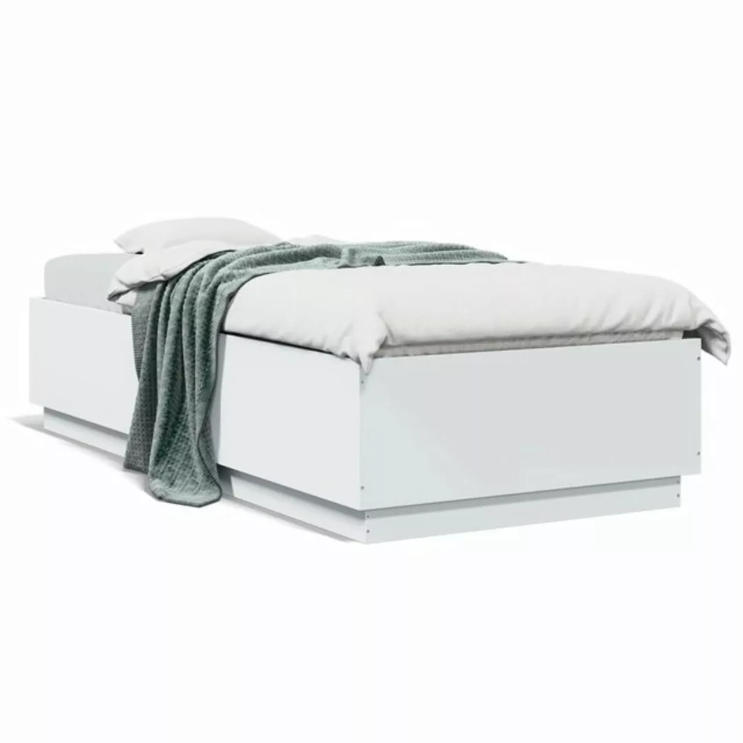 vidaXL Bettgestell Bettgestell mit LED Weiß 100x200 cm Spanplatte Bett Bett günstig online kaufen