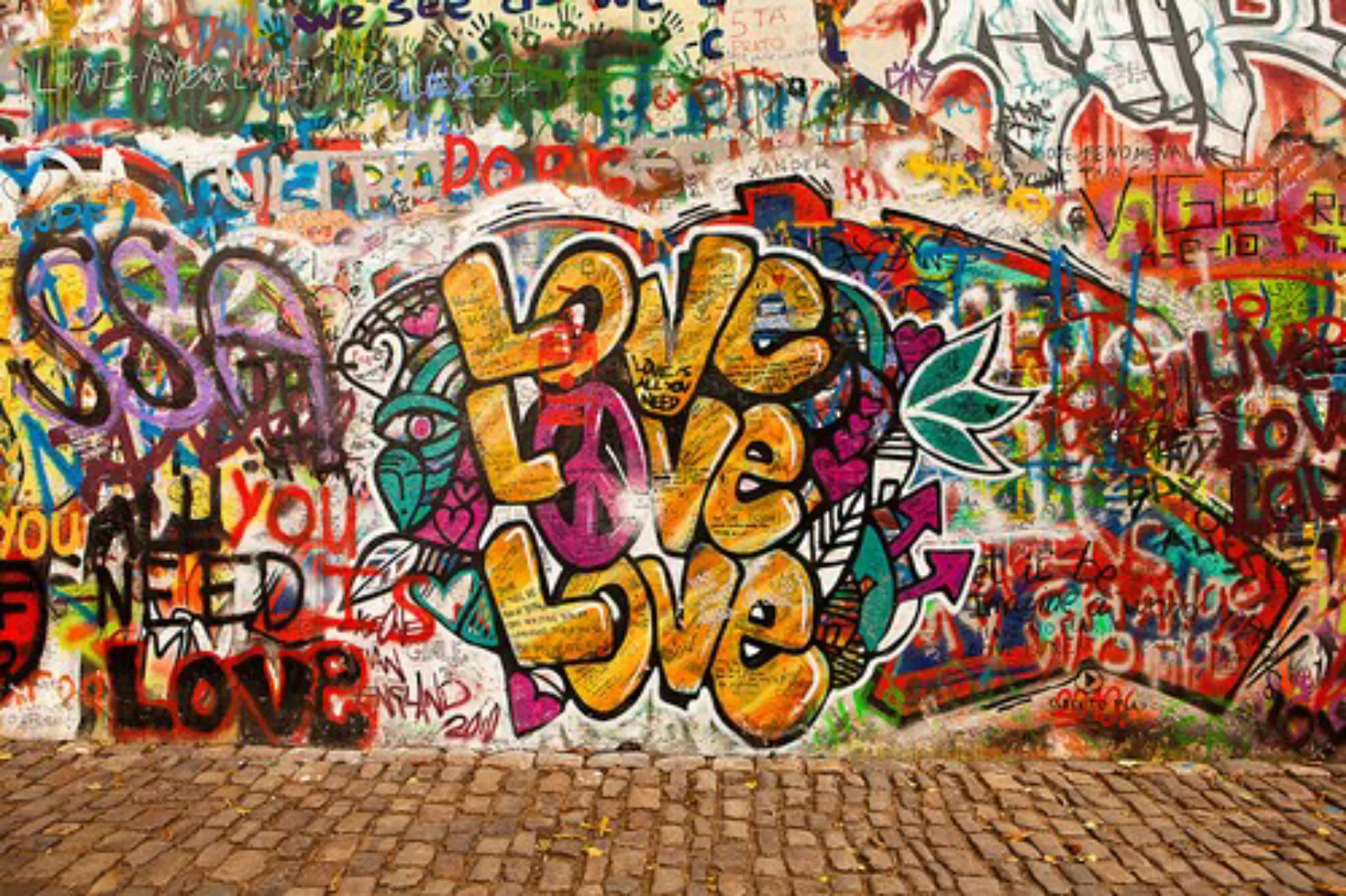 Papermoon Fototapete »Love Graffiti Wand« günstig online kaufen