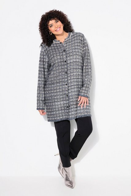 Ulla Popken Strickjacke Long-Strickjacke Collegekragen Knöpfe Langarm günstig online kaufen