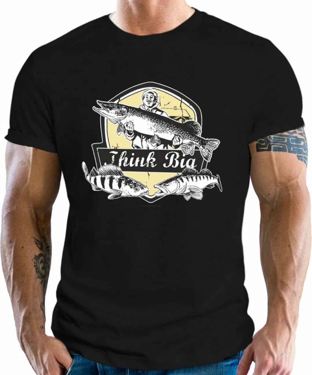 RAHMENLOS® T-Shirt für Angler und Fischer: Think Big günstig online kaufen