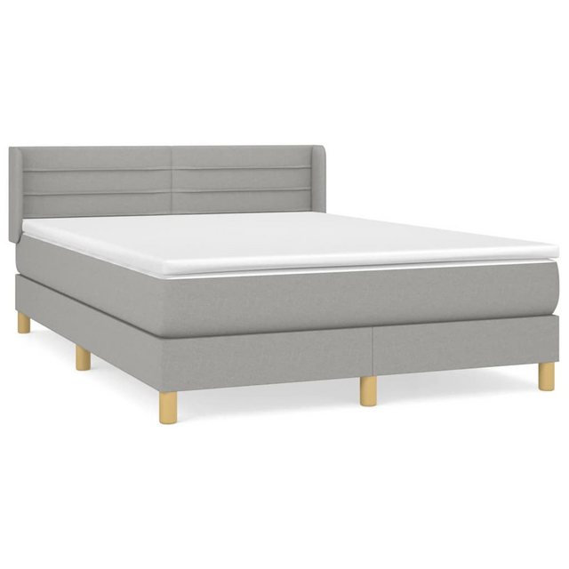 vidaXL Boxspringbett Boxspringbett mit Matratze Hellgrau 140x190 cm Stoff B günstig online kaufen