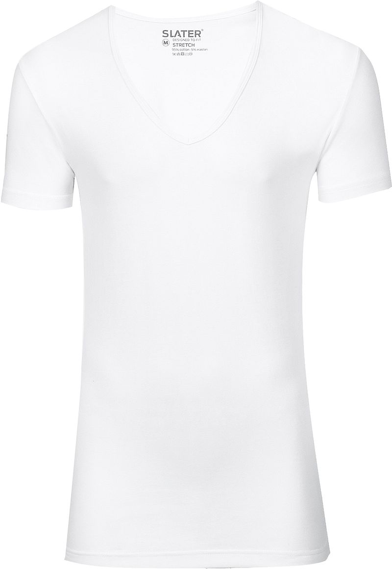 Slater 2er-Pack Stretch T-shirt Tiefer V-Ausschnitt Weiß - Größe XXL günstig online kaufen