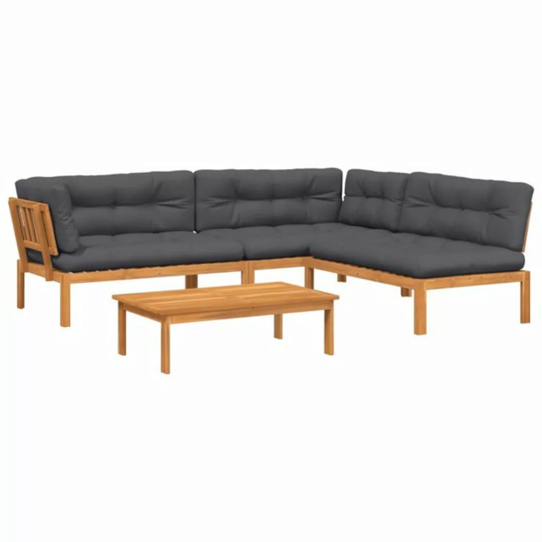 vidaXL Loungesofa 4-tlg. Garten-Sofagarnitur aus Paletten mit Kissen Akazie günstig online kaufen